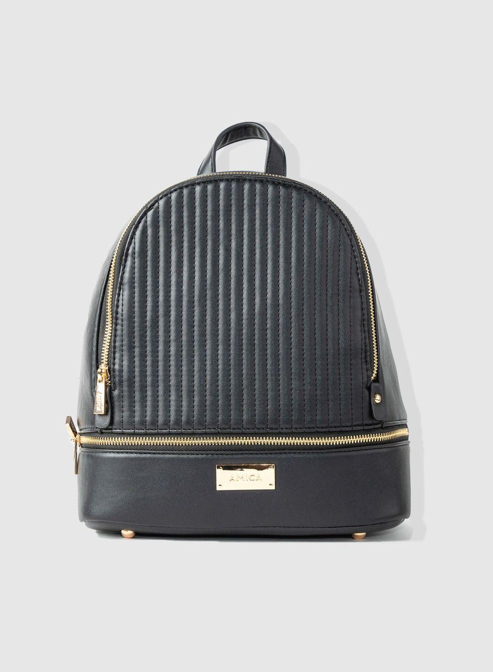 AMICA Amira Black Quilted Backpack - Chic & Spacious - Image 1