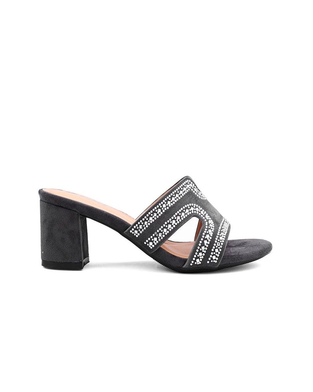 Elegant Pewter Heeled Sandals for Women - Image 1