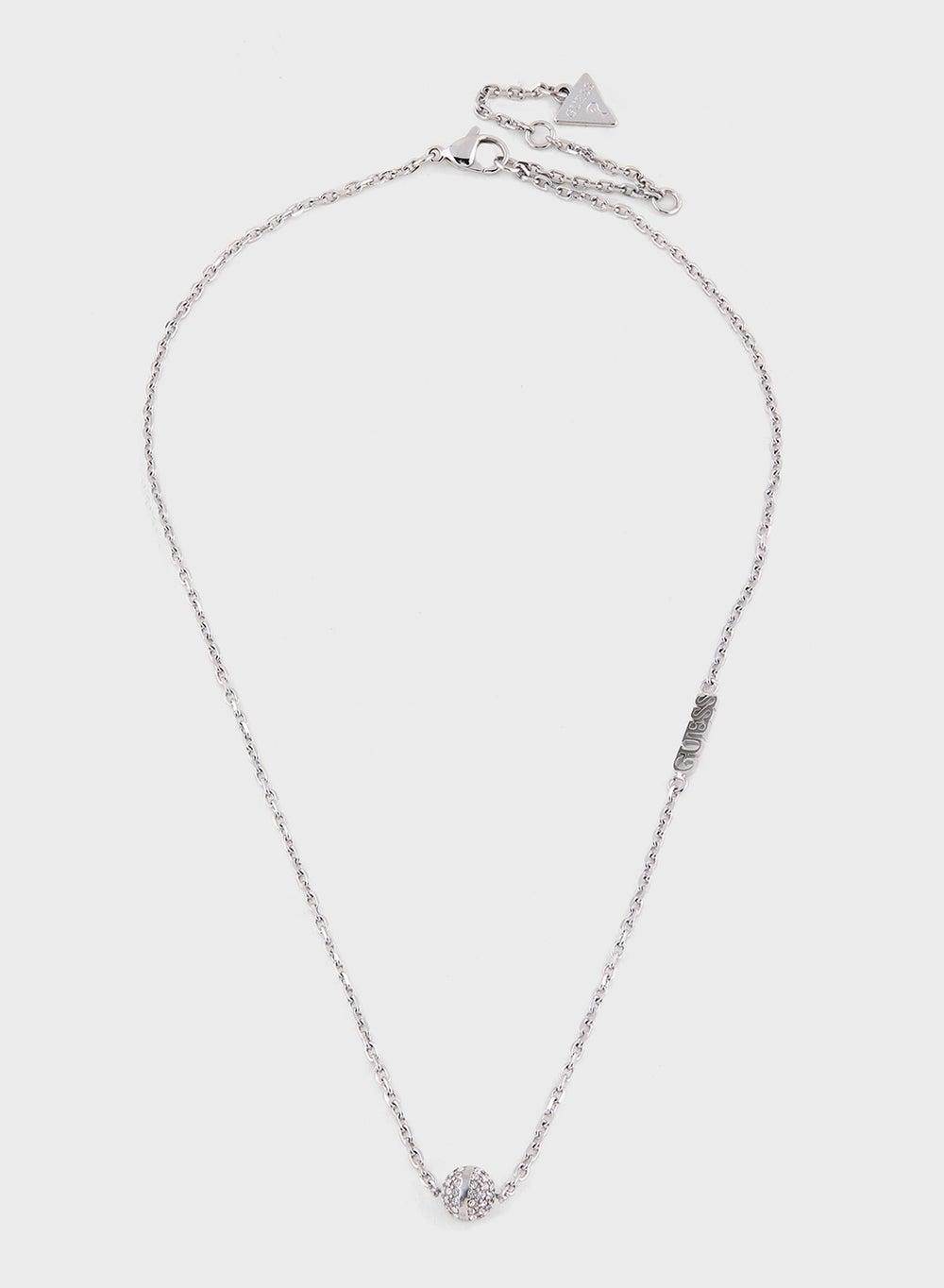GUESS Silver Crystal Bead Necklace – Versatile Elegance - Image 1
