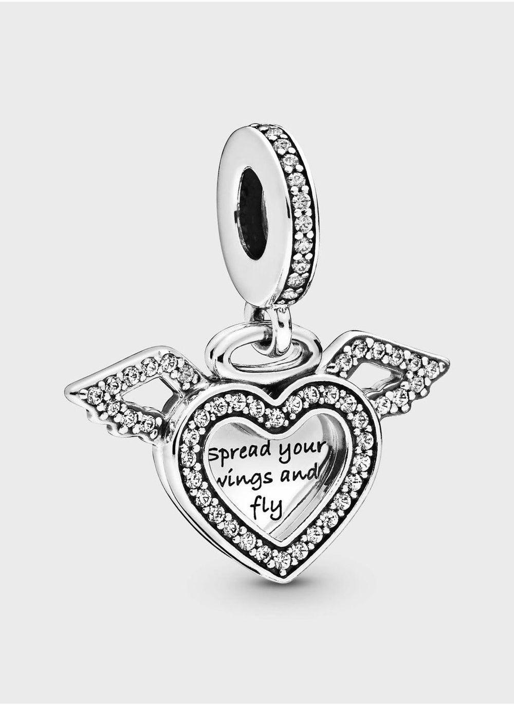 PANDORA Celestial Heart & Angel Wings Dangle Charm - Image 1
