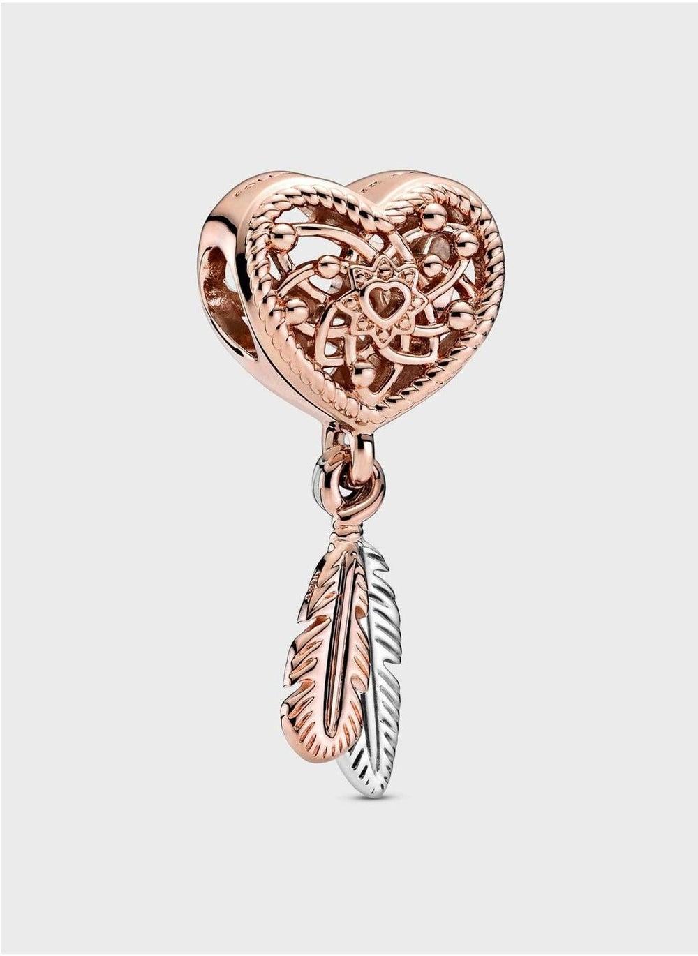 PANDORA Dreamcatcher Charm: Heart & Feathers Design - Image 1