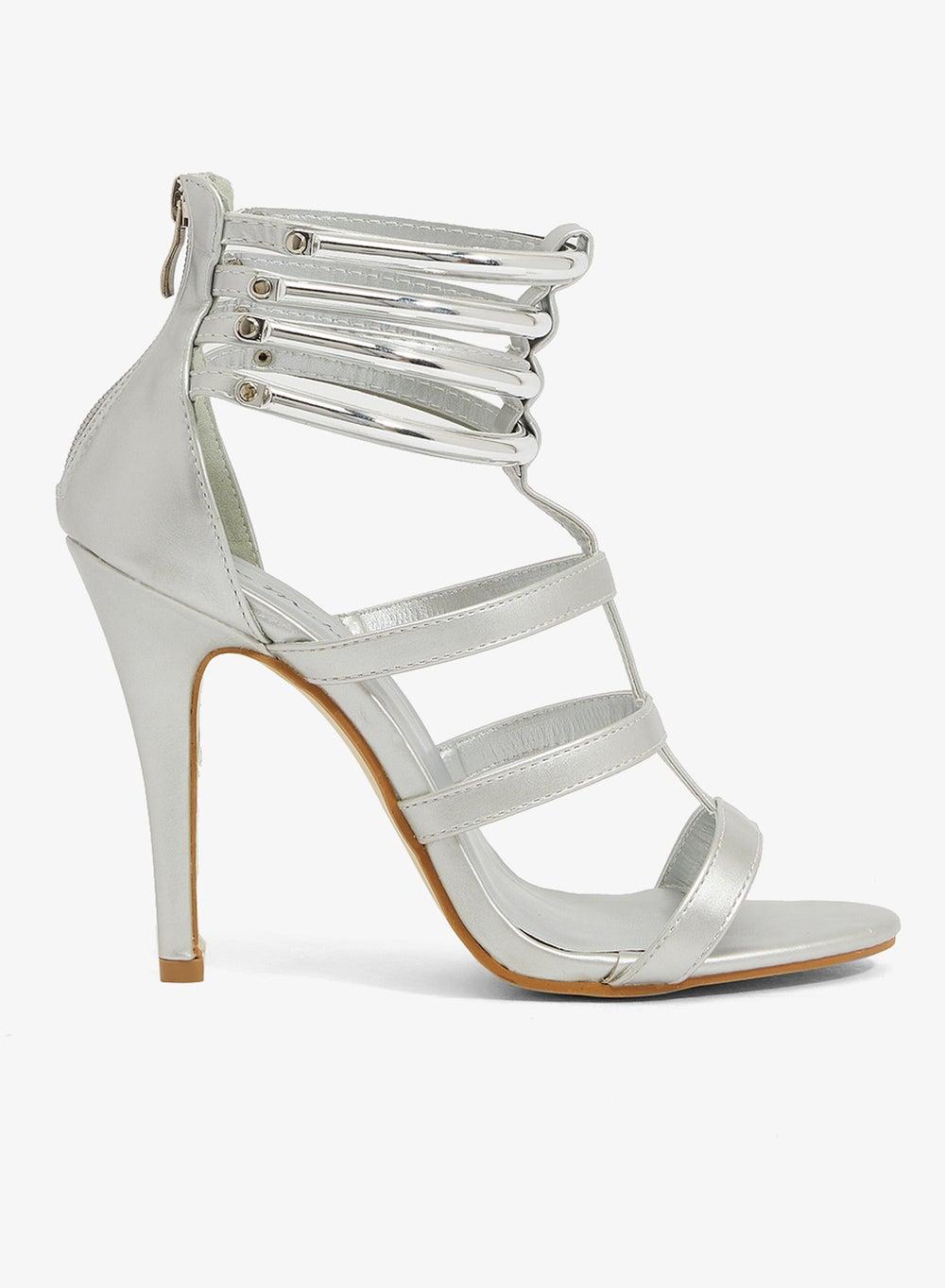 Elevated Elegance Silver Heeled Sandal – F10511Rm1 - Image 1
