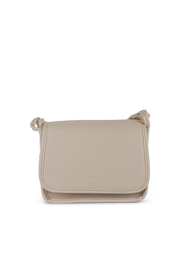 Vincci Beige Elegance: Women's Solid Shoulder Bag V560 - Image 1