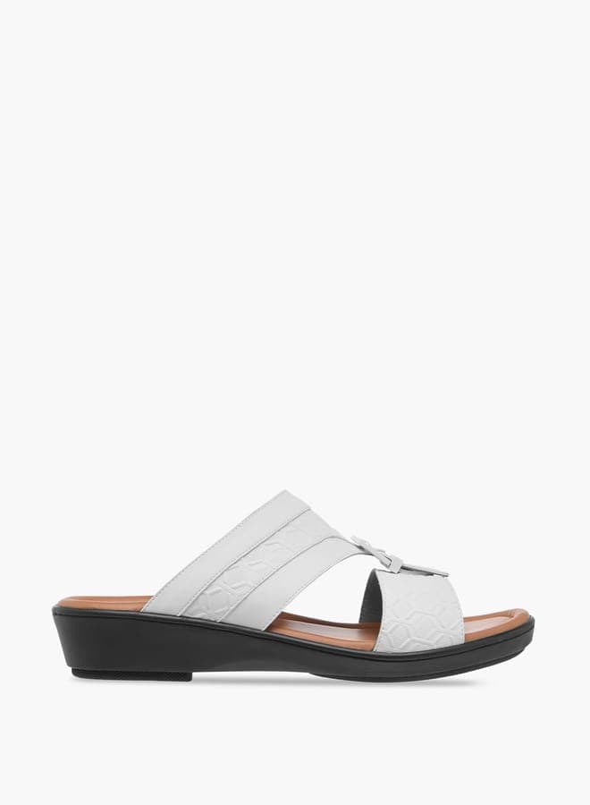 Sx 615White Elegant Textured Men's Arabian Slippers - Image 1