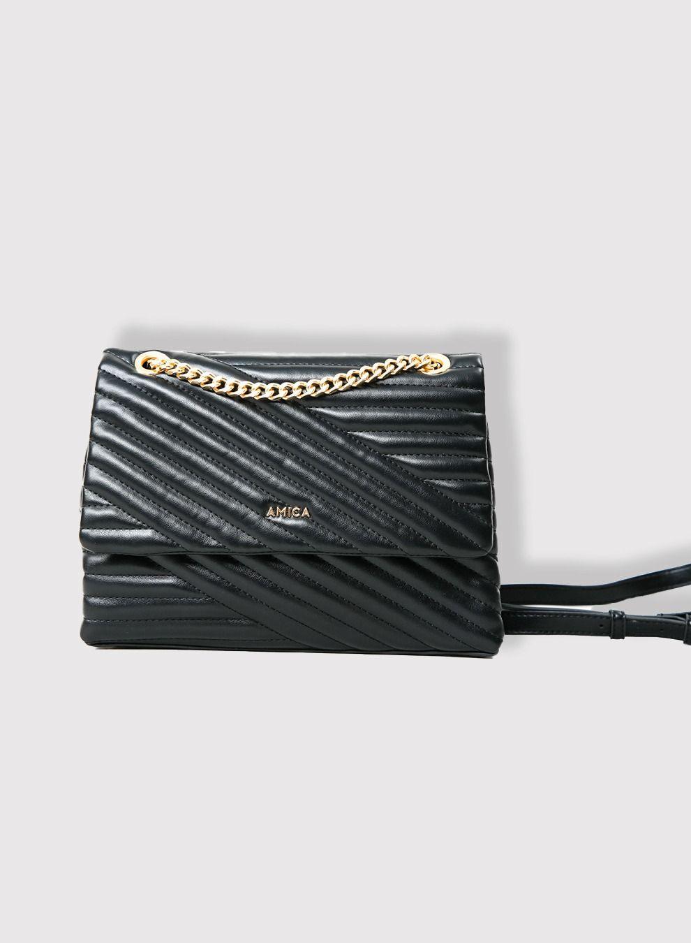 AMICA Nata Quilted Vegan Leather Crossbody - Chic Black - Image 1