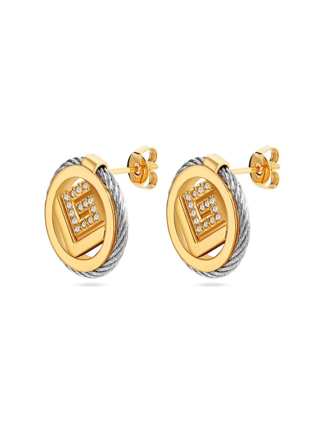 Guy Laroche Camille Crystal Accented Two-Tone Earrings - Image 1