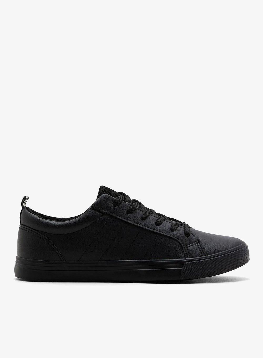 Kp 008 Black PU Low-Top Sneakers: Streetwise Elegance - Image 1