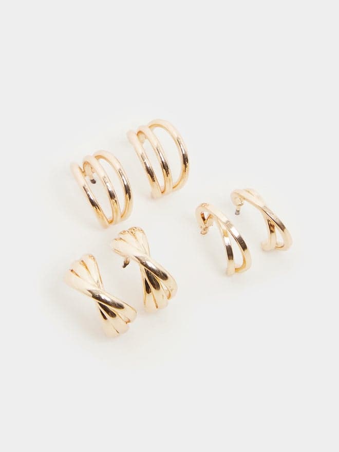Styli Elegance Half Hoop Earrings Trio for Women - Image 1