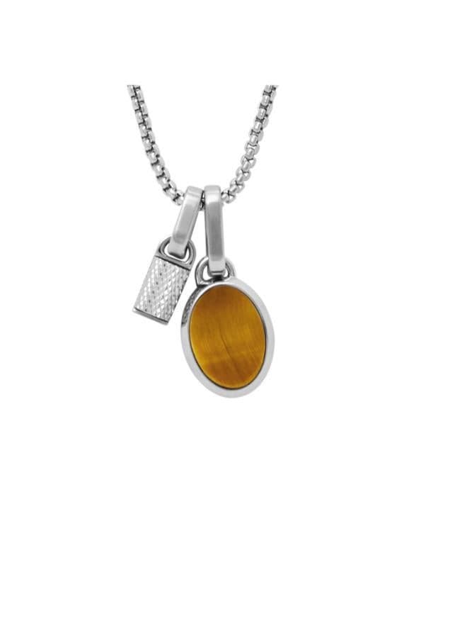 FOSSIL Jf04852040 Tiger's Eye Men's Pendant Necklace - Image 1