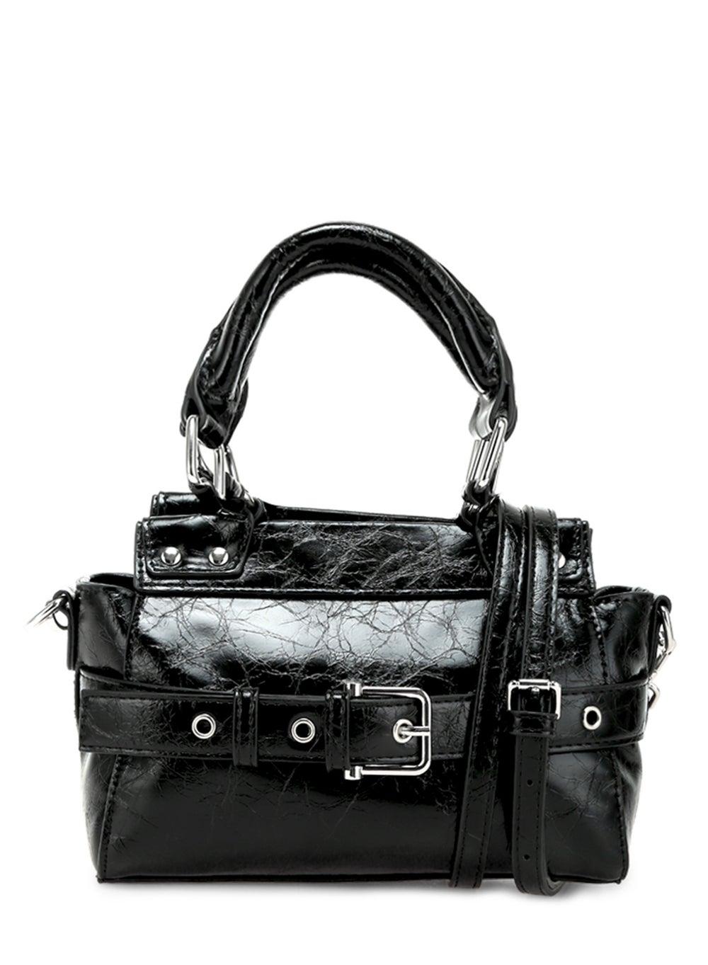 Elegant London Rag Black Satchel with Buckle Detailing - Image 1