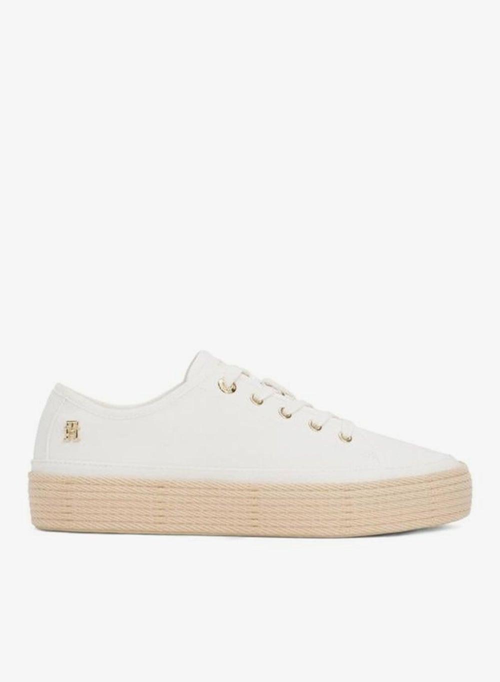 Tommy Hilfiger Vulcanised White Espadrille Trainers FW0FW08404YBH - Image 1