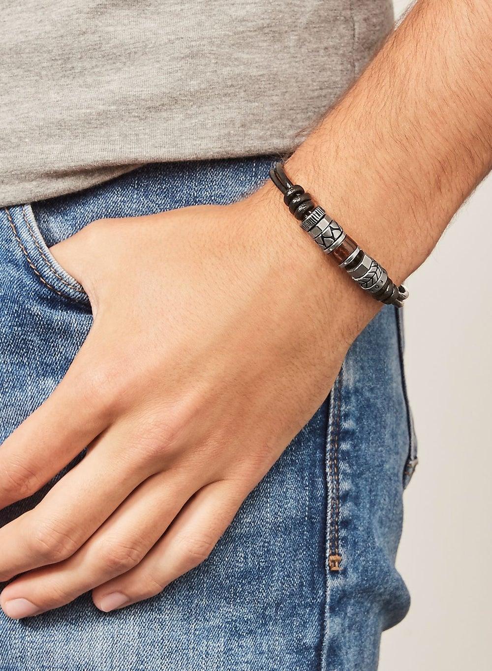 FOSSIL Men’s Elegant Braided Leather Bracelet - Image 1