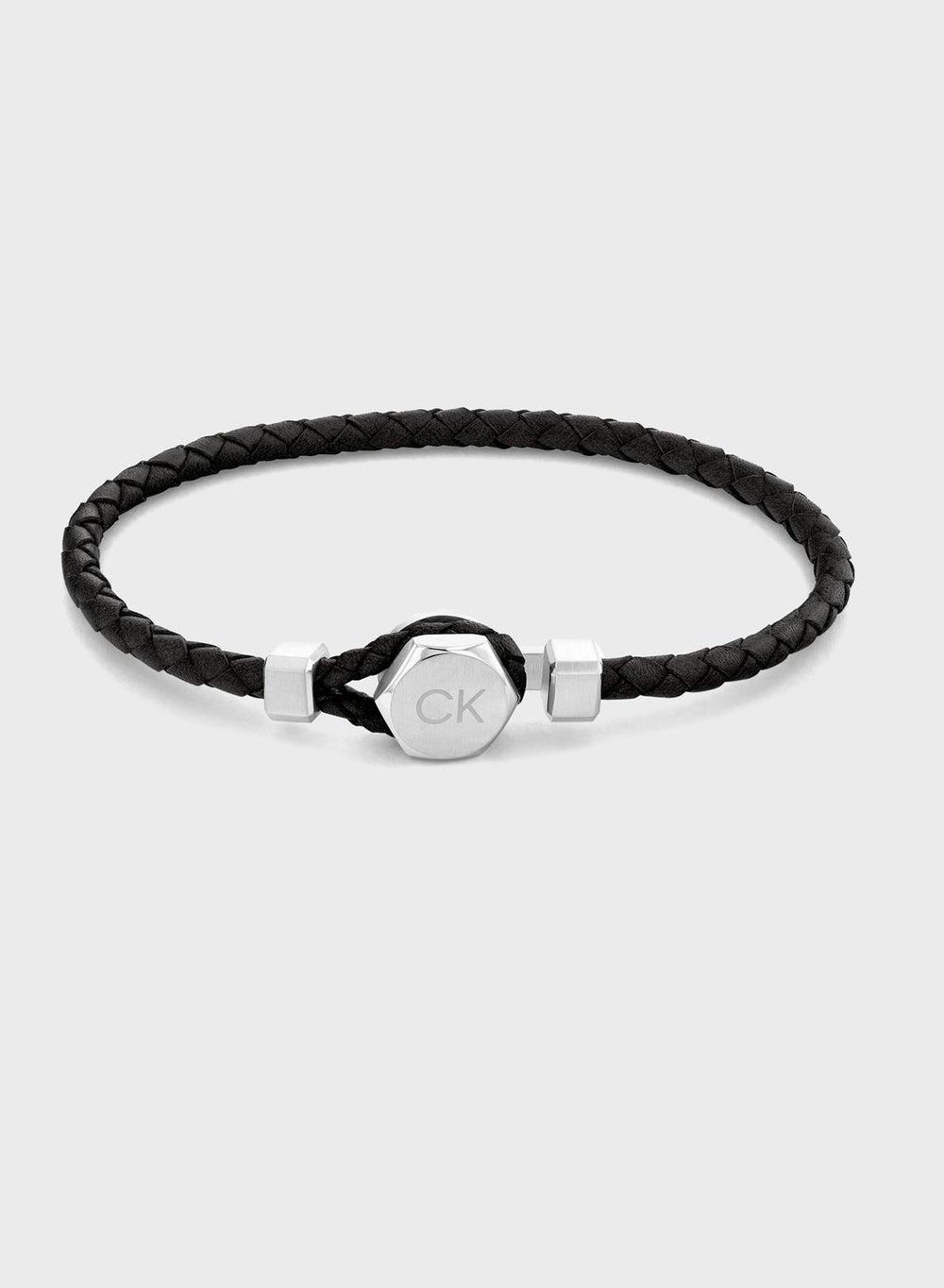 CALVIN KLEIN Latch Men’s Braided Leather Bracelet - Image 1