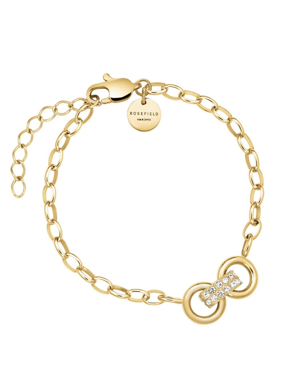 RoseField Gold Bow Link Studs Bracelet - JBBSG-J899 Elegance - Image 1