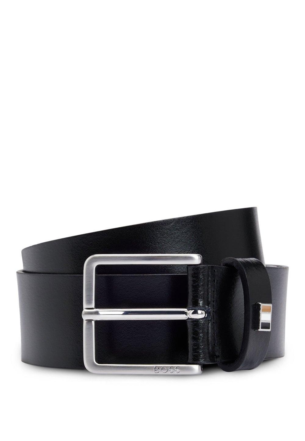 BOSS Italian Leather Signature Stripe Men's Belt - Image 1