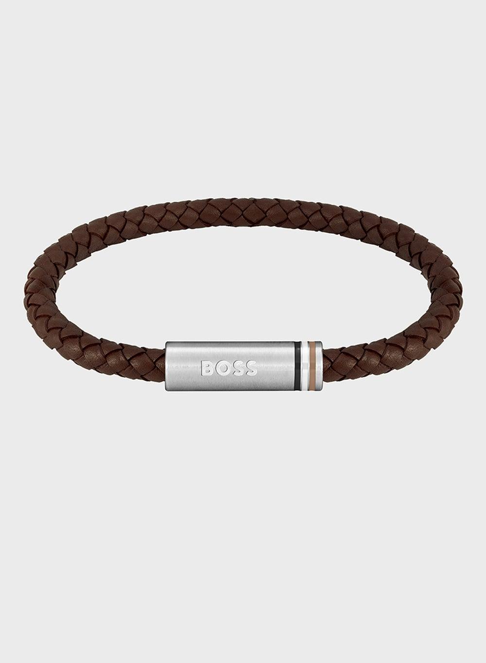 HUGO BOSS Men's Leather Bracelet with Magnetic Logo Closure - Image 1