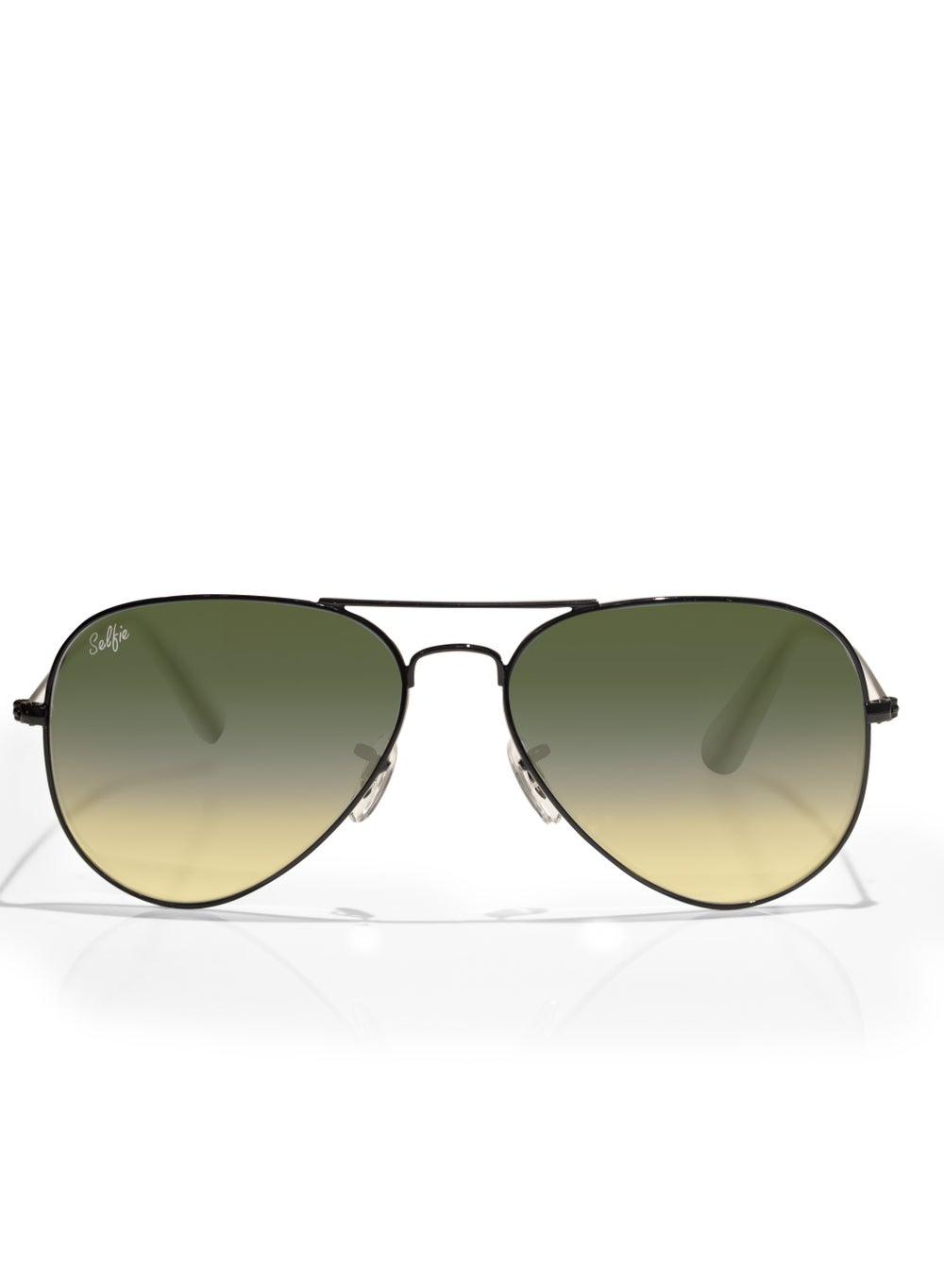 Selfie SE3025-023 Aviator Green Black Sunglasses - Image 1