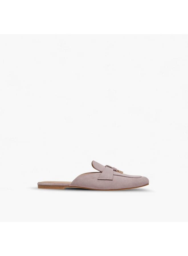 Elegant Pink Ml444 240040 Slip-On Mules with Metal Accent - Image 1