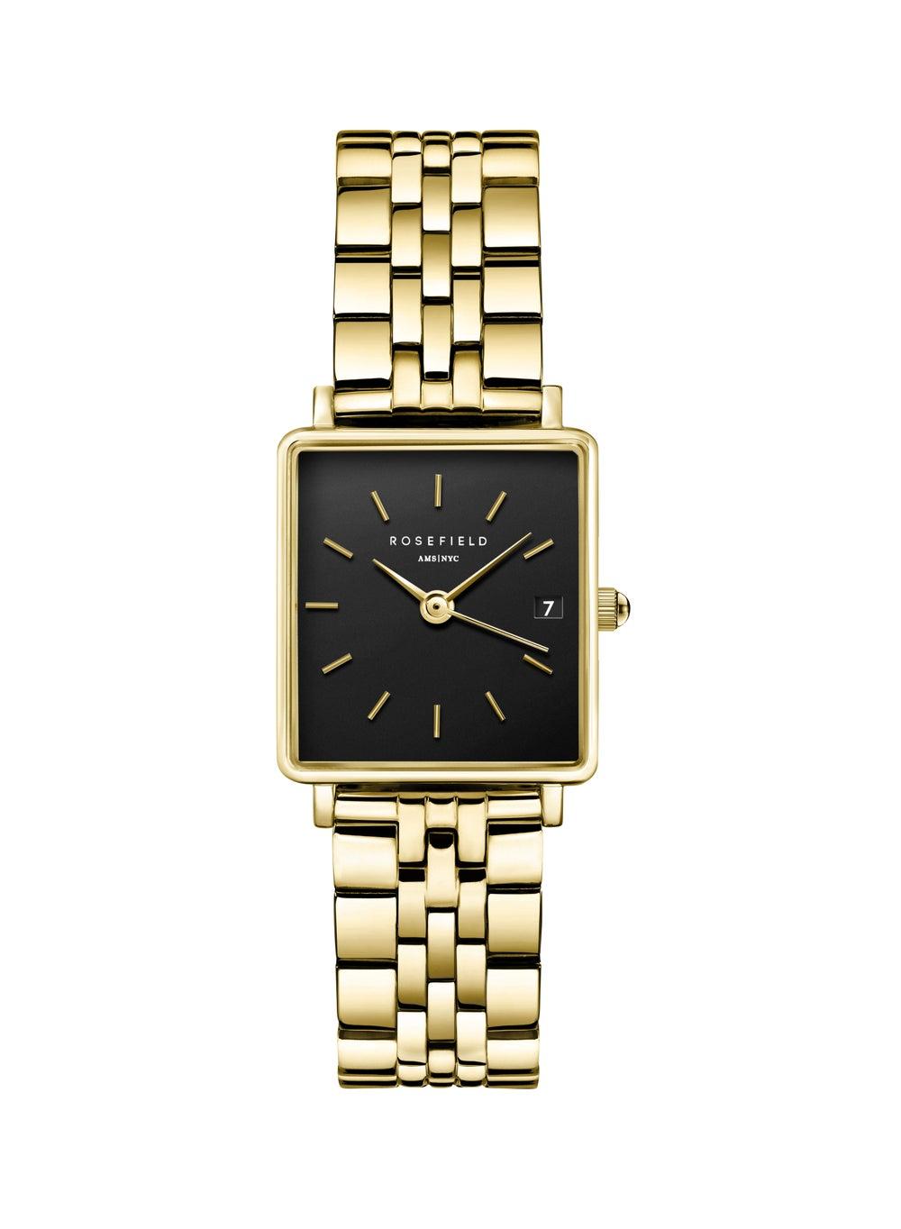 RoseField Boxy XS Black Steel Gold Watch - QMBG-Q025 for Women - Image 1