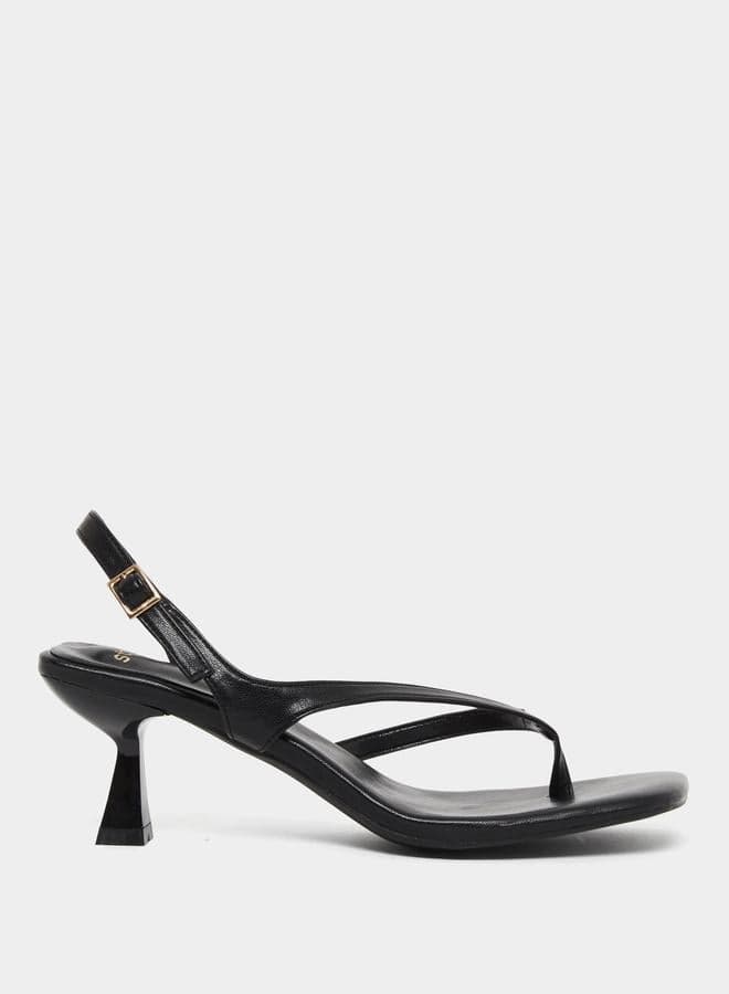 Styli Black Kitten Heel Thong Sandals: Elegance Redefined - Image 1