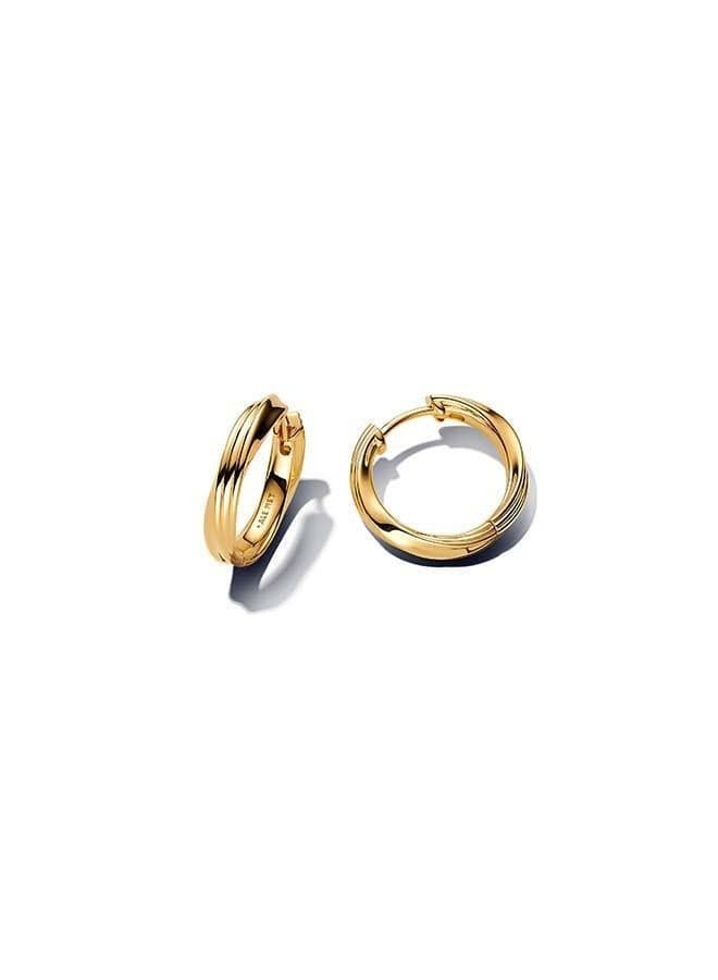PANDORA Twisted Hoop Earrings - Elegance in 14k Gold - Image 1