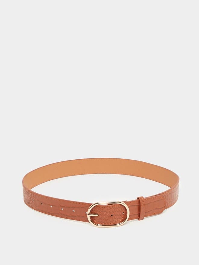 Styli Elegance Brown Solid Pin Buckle Belt for Women - Image 1