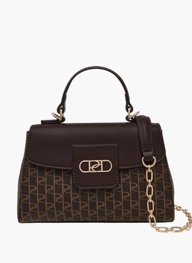 Paprika Monogram Elegance Crossbody Bag with Chain Strap - Image 1