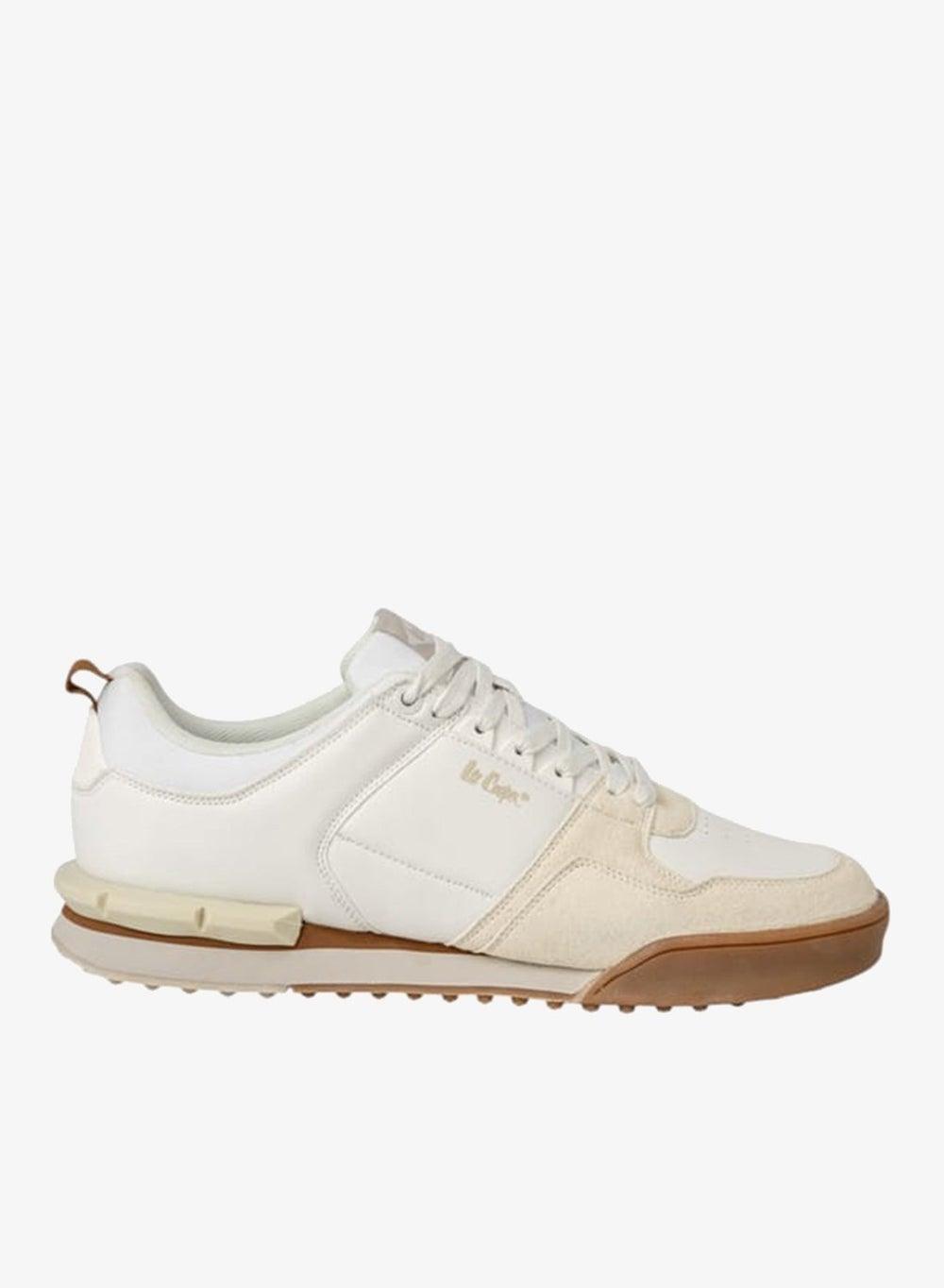 24M8628White Elegant Low-Top Panelled Sneakers for Men - Image 1