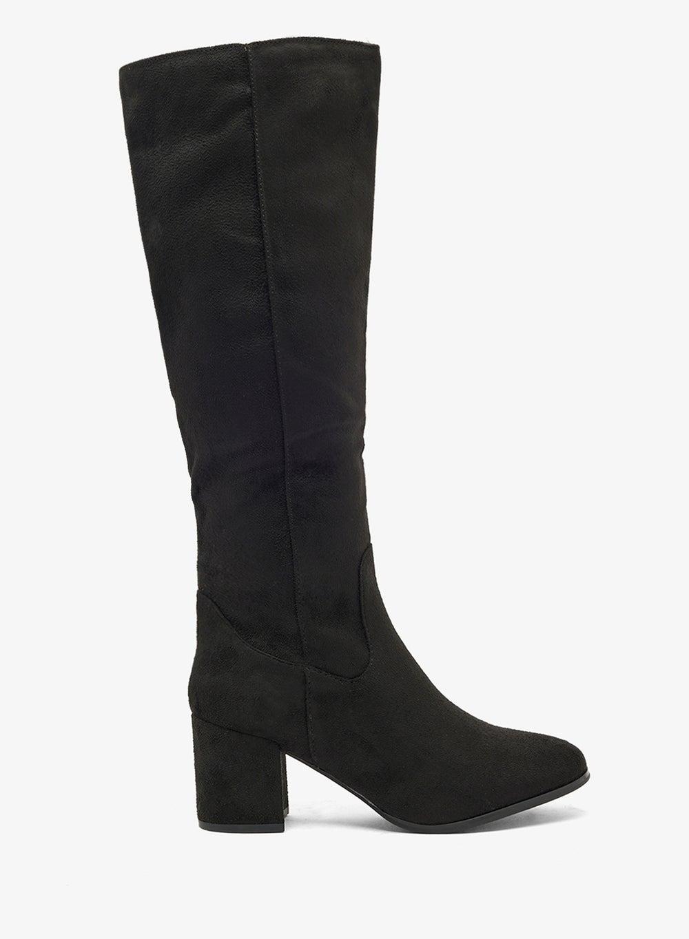 Wfpunch5 Elegant Black Micro Knee Boots - Image 1