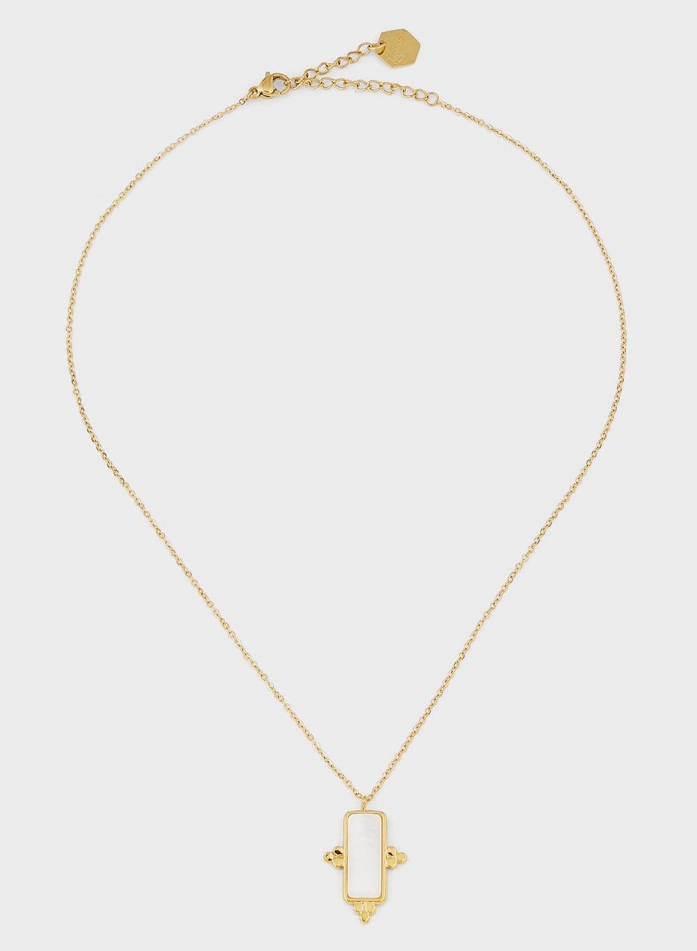 Zella Rectangle Pearl Pendant - Lady Mauve Elegance - Image 1