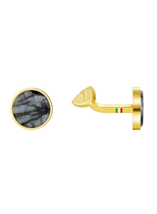 Ducati Corse Podio Gold & Grey Marble Cufflinks for Men - Image 1