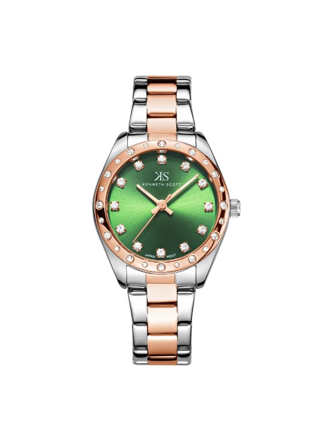KENNETH SCOTT K24509-KBKH Elegant Silver & Rose Gold Watch 33mm - Image 1