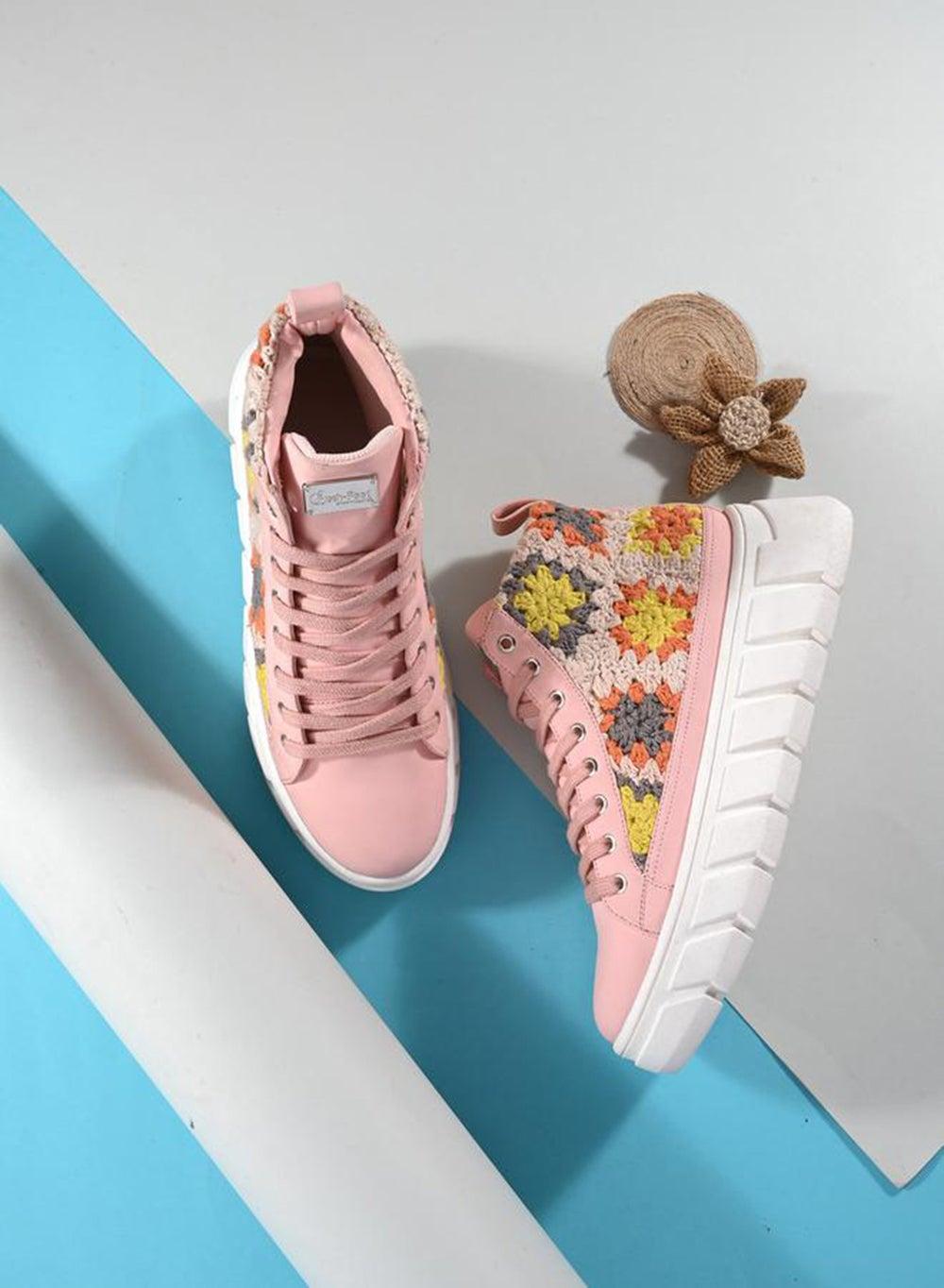 Elegant Crochet High Top Lace-Up Sneakers 7014609328 - Image 1