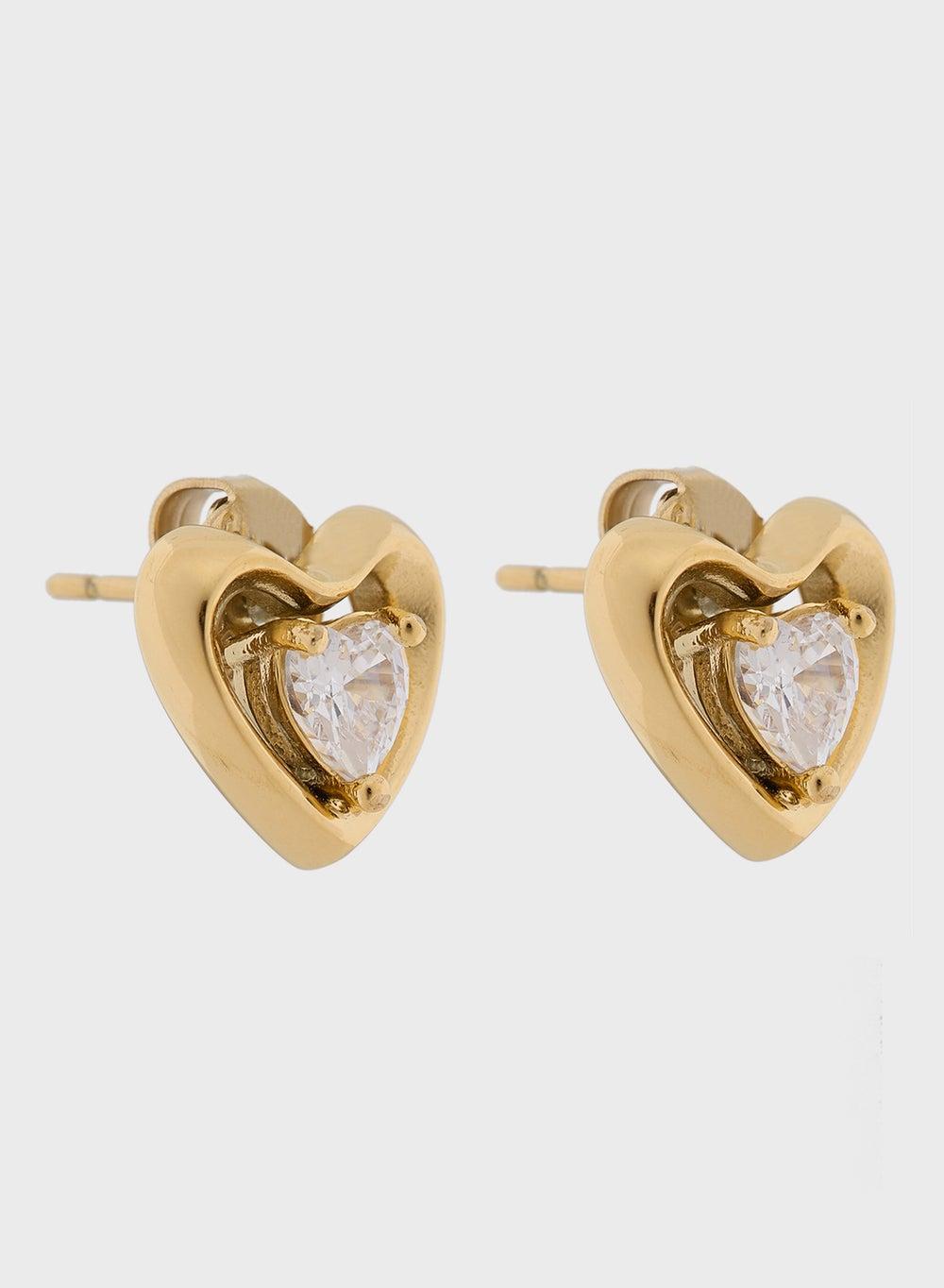 GUESS Elegant Heart and Crystal Stud Earrings - Image 1