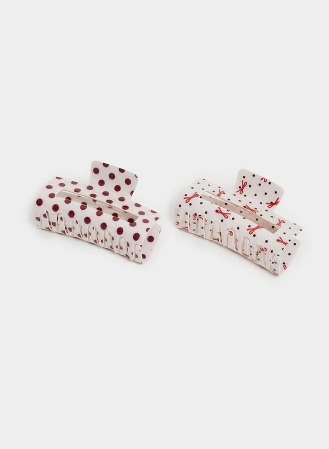 Elegant Polka Dot Hair Claw Duo - Styli Set of 2 - Image 1