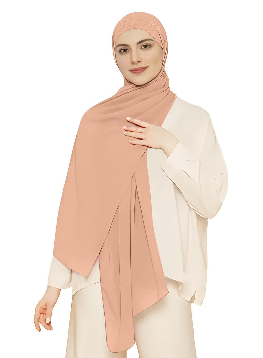 NUKHBAA Chiffon Tumbleweed Color Hijab-H4: Elegance Unveiled - Image 1