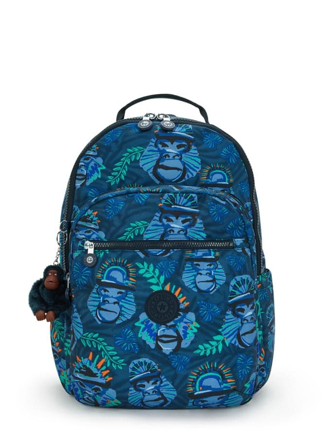 Kipling Seoul Lap Blue Monkey Fun - Spacious Backpack - Image 1