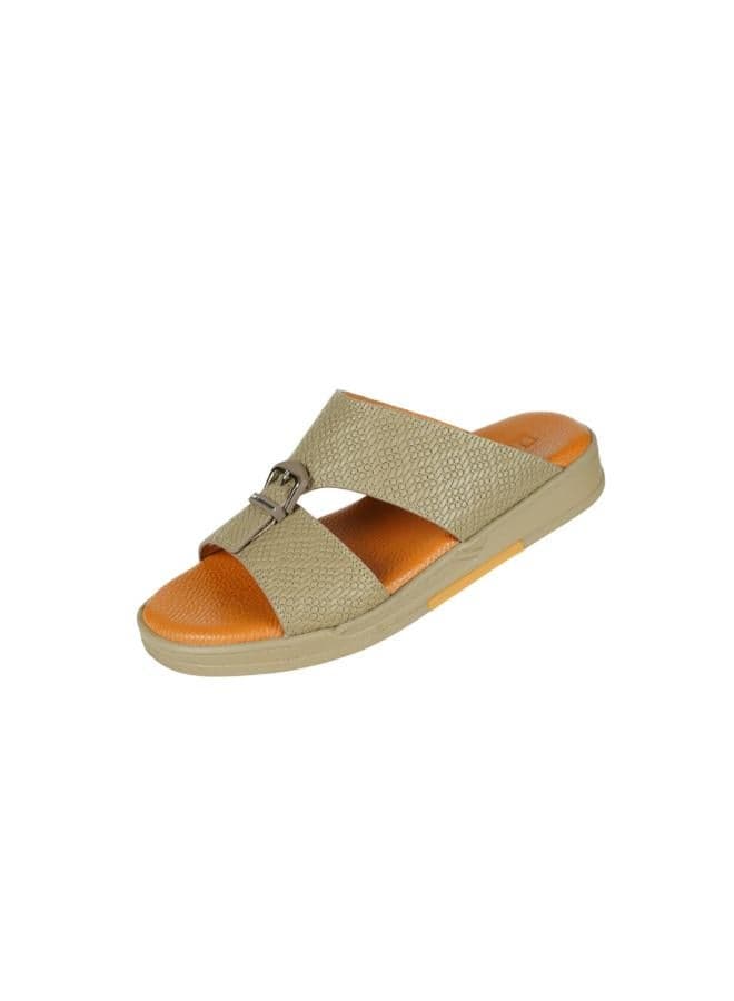 Barjeel Uno MSA145 Stone - Elegant Arabian Leather Sandals - Image 1