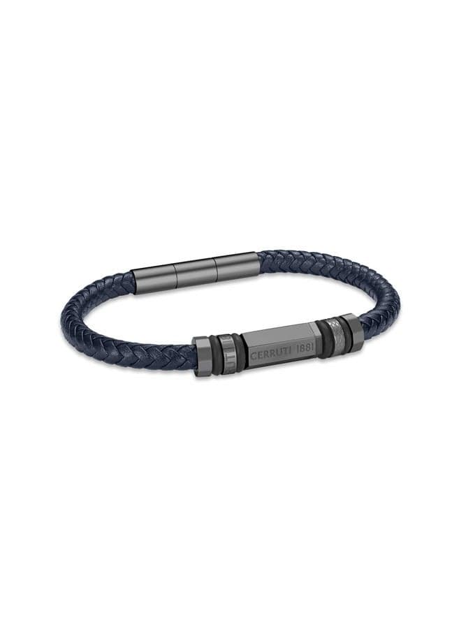 CERRUTI 1881 Narciso Men's Leather Bracelet - Grey, Black & Navy - Image 1