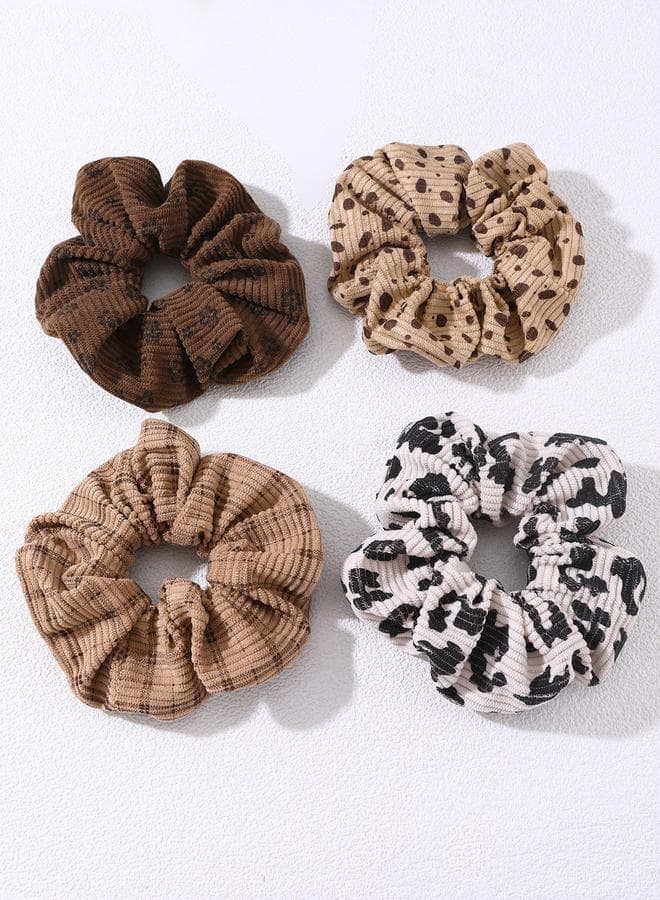 Elegant Multi-Color Printed Hair Tie Quartet - Image 1