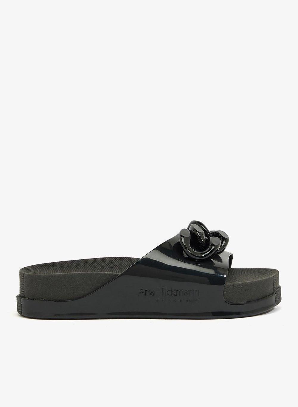 Slide Soul Corrente Chain-Adorned Women's Slides - Black - Image 1