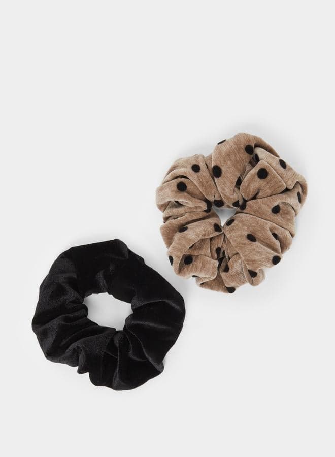 Styli Elegance Duo - Chic Solid & Printed Scrunchies - Image 1