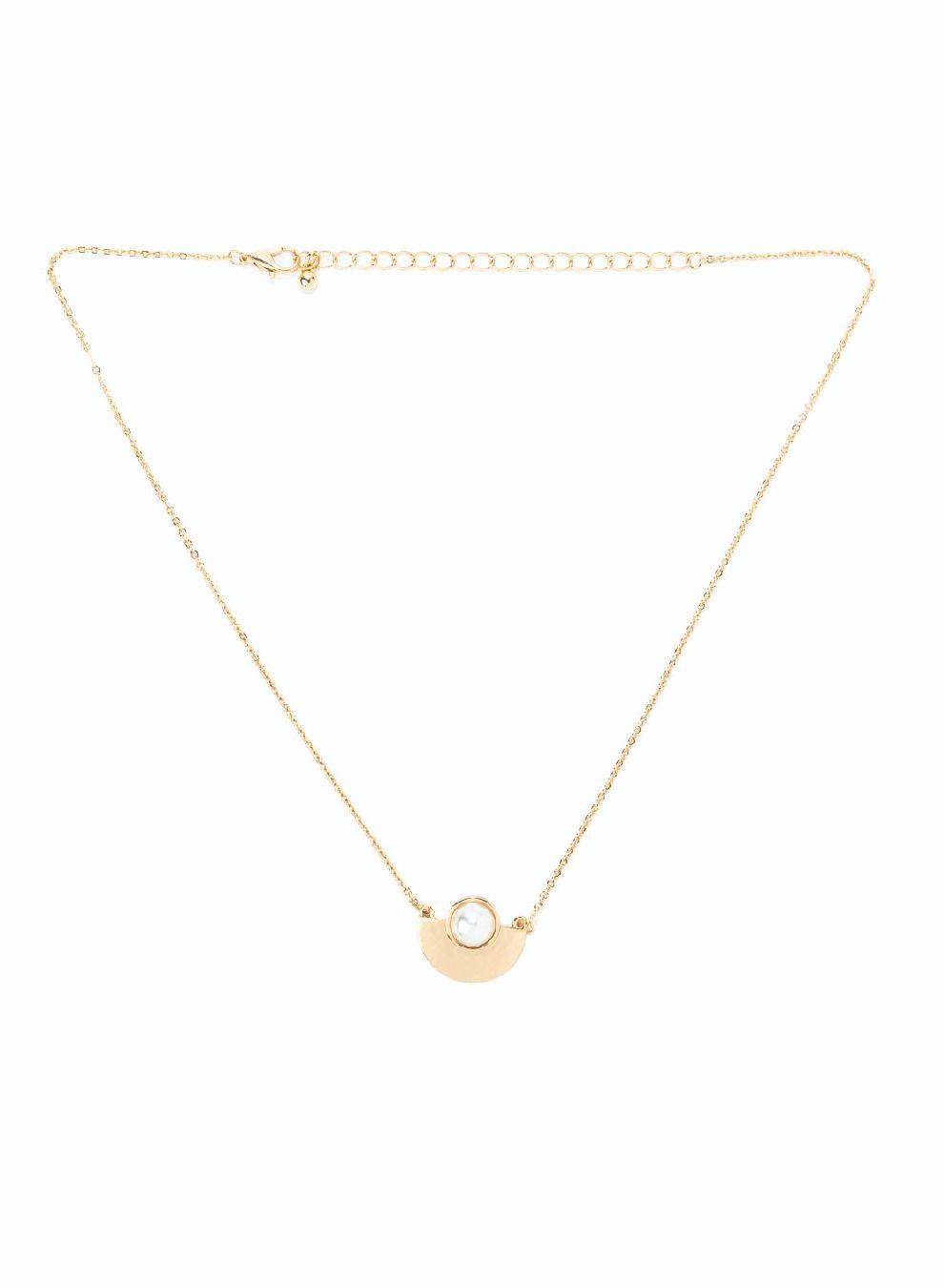 AMICA Geometric Pearl & Gold-Plated Disc Necklace - Image 1