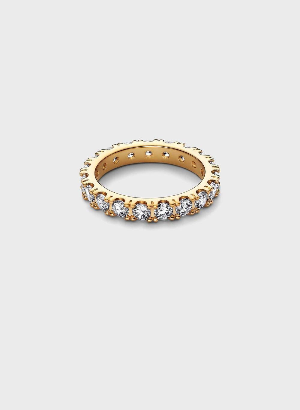 PANDORA Sparkling Row Eternity Ring - Women's 14k Gold-Plated Silver - Image 1