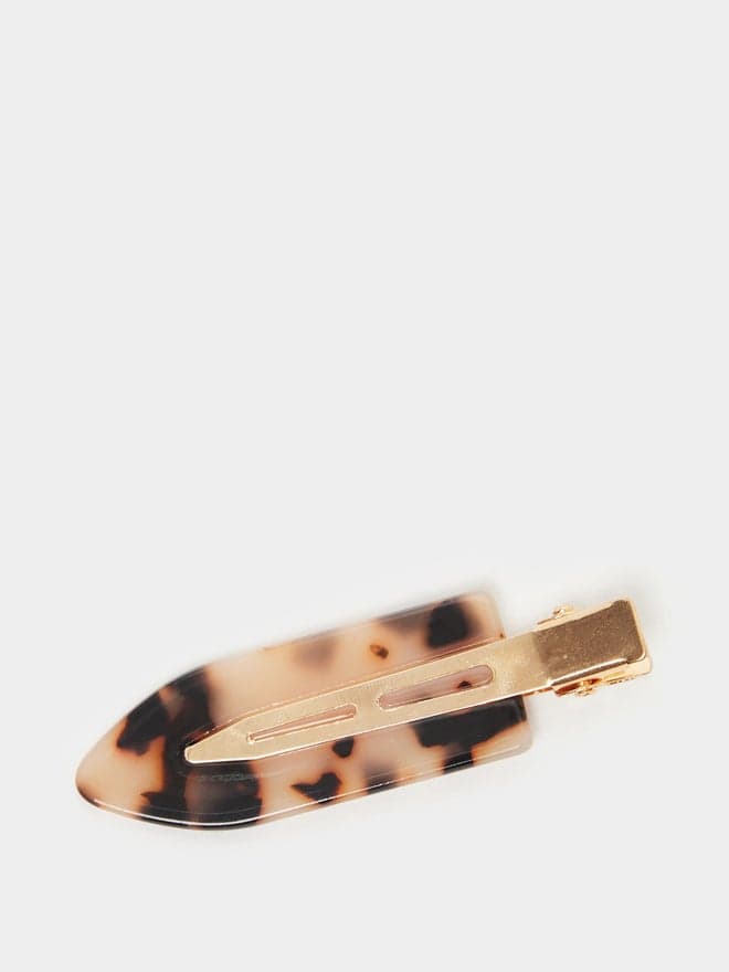 Styli Embellished Brown Animal Print Hair Clip - Image 1