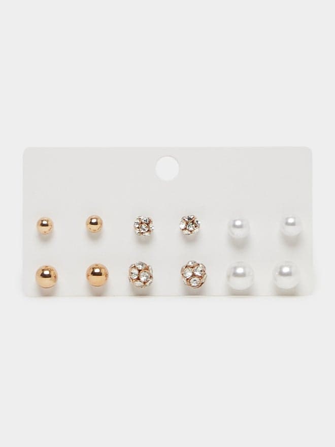 Elegant Pearl Stud Set of 6 - Timeless Beauty - Image 1