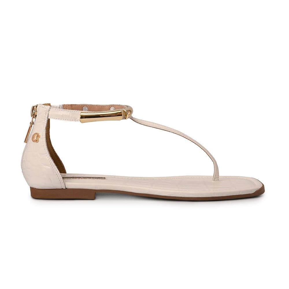 Bianco Flat White Leather Sandals - Elegance from Brazil - Image 1