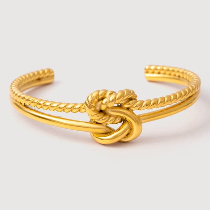 Noya Genevieve Knot Bangle – 18K Gold Plated Elegance - Image 1
