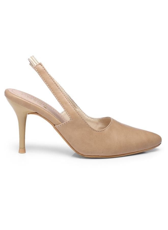 GNIST Beige Stiletto Slingback Pumps with Pointed Toe - Image 1