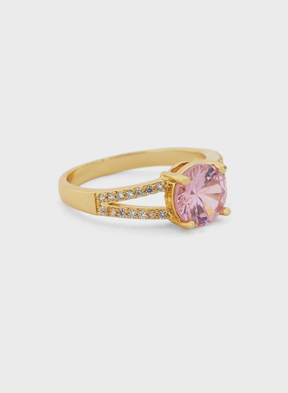 Arcadia Solitaire Gold-Plated Ring - Fashionbox - Image 1